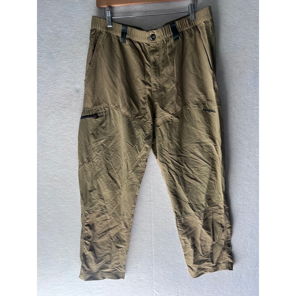 Patagonia Worn Wear Mens Large Tan Nylon Stretch Hiking Outdoor Pants 371